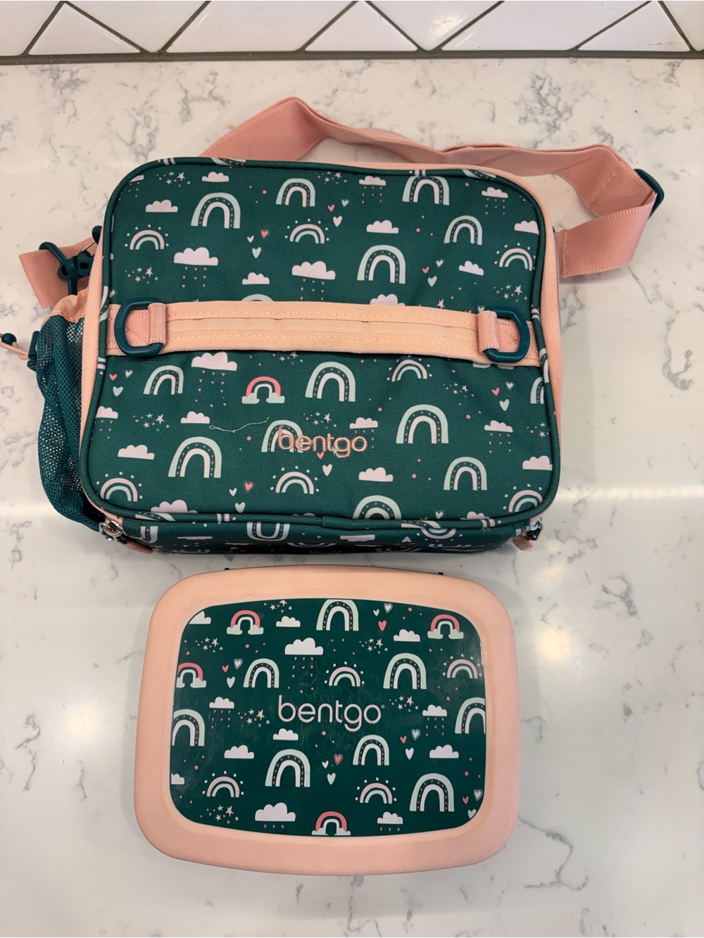 Kids Lunch Bag – Pink & Teal Rainbow Print